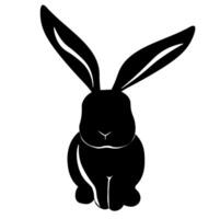 Black and white hare vector stock illustration. Monochrome rabbit template for stickers. The stencil. isolated on a white background.