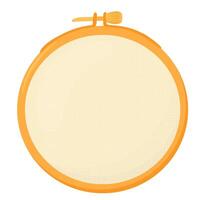 Embroidery hoop. A wooden circle for needlework. Hobby. Vector stock illustration. Isolated on a white background.