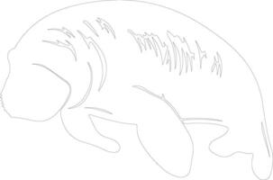 manatee  outline silhouette vector