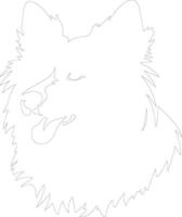 American Eskimo Dog  outline silhouette vector