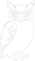 great horned owl outline silhouette vector