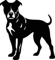 americano Staffordshire terrier negro silueta vector