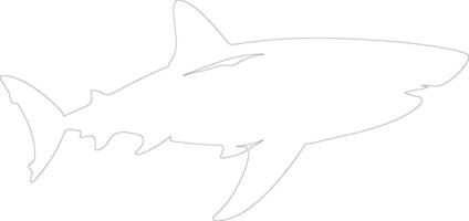 great white shark  outline silhouette vector