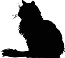 británico pelo largo gato negro silueta vector