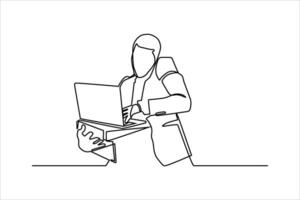 office worker continuous line vector illustration design