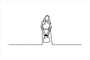 continuo línea vector ilustración diseño de mujer yendo compras