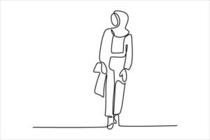 continuous line vector illustration design of candid pose woman