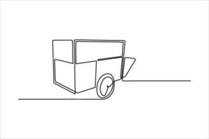 garbage cart continuous line vector illustration design