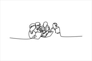 continuous line vector illustration design of people having a discussion