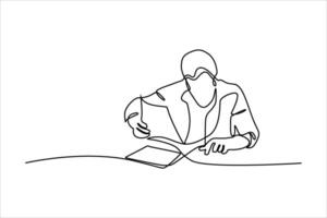 continuous line vector illustration design of an office worker