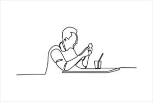 continuous line vector illustration design of people sitting relaxing