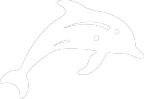 white-spotted dolphin  outline silhouette vector