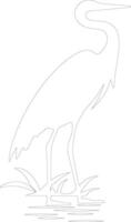 egret outline silhouette vector