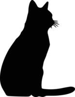 Havana Brown Cat  black silhouette vector