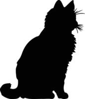 Selkirk Rex Cat  black silhouette vector