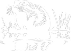 beaver  outline silhouette vector