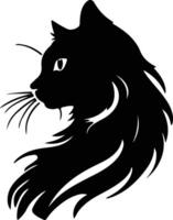 American Curl Cat silhouette portrait vector