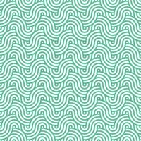 Green seamless abstract geometric japanese circles lines and waves pattern vector