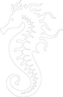 seahorse outline silhouette vector