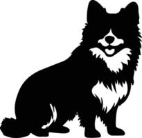 finlandés perro lapphund negro silueta vector
