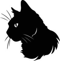 Cymric Cat  silhouette portrait vector