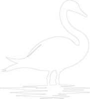 trompetista cisne contorno silueta vector