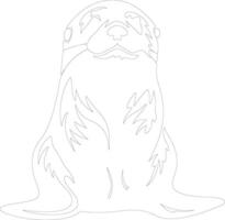 sea otter   outline silhouette vector