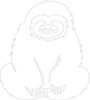 three-toed sloth   outline silhouette vector