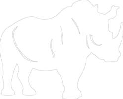 woolly rhinoceros  outline silhouette vector