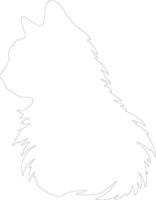 American Curl Cat  outline silhouette vector