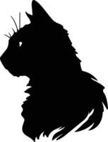 American Curl Cat  silhouette portrait vector