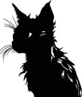 lykoi hombre-lobo gato gato silueta retrato vector