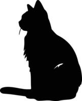 Cymric Cat  black silhouette vector