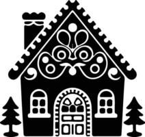 Gingerbread house  black silhouette vector