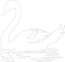 cisne contorno silueta vector