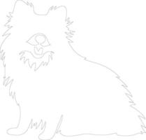 American Eskimo Dog  outline silhouette vector