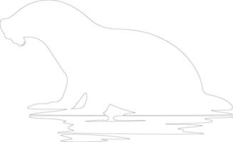 duck-billed platypus   outline silhouette vector