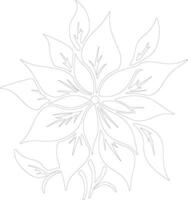 flor de pascua planta contorno silueta vector