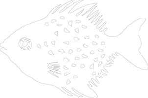 fugu contorno silueta vector