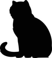 Scottish Fold Cat  black silhouette vector