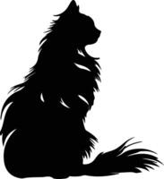 oriental pelo largo gato negro silueta vector