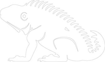 green iguana  outline silhouette vector