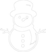 Snowman  outline silhouette vector