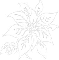 Poinsettia plant  outline silhouette vector