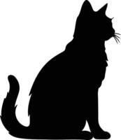 Cymric Cat  black silhouette vector