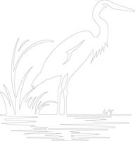 heron  outline silhouette vector