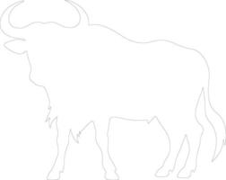 wildebeest  outline silhouette vector