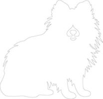 American Eskimo Dog  outline silhouette vector