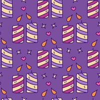 Seamless pattern. Two candles. Flames towards each other. Vector