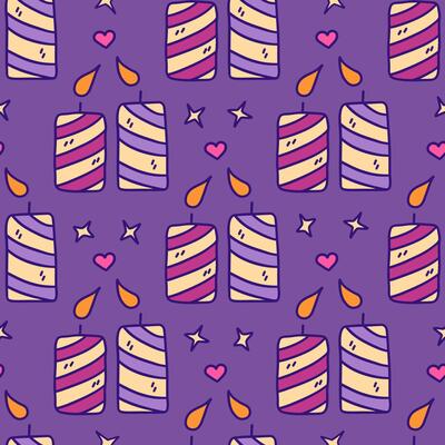 Seamless pattern. Two candles. Flames towards each other. Vector